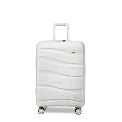 Abbildung von KONO Koffer Trolley Reisekoffer Groß Leicht Hartschalenkoffer mit TSA Schloss Zwillingsrollen Rollkoffer 4 Rollen (Weiß, XL)