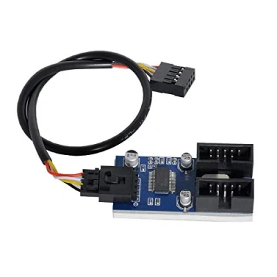 Abbildung von xiwai Motherboard 9pin USB 2.0 Header 1 to 2 Female Extension Cable HUB Connector Adapter Port Multilier