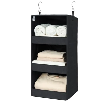 Abbildung von GRANNY SAYS Hängeregal Schrank mit 3 Fächern, 1 Stück Hängeaufbewahrung Kleiderschrank Organizer Hängend, Schwarz Hänge Organizer, Hängeorganizer, Faltbare Stoff, Hanging