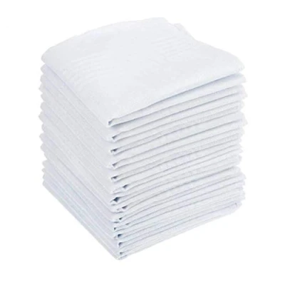 Abbildung von BUYGOO 15PCS Herren Taschentücher Baumwolle Stofftaschentücher 40 x 40cm Herrentaschentücher Stofftaschentuch Stoff Einstecktuch Damen weiß Große Einstecktüchern