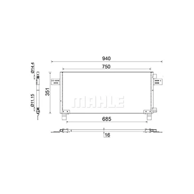 Abbildung von MAHLE ORIGINAL AC 282 000S Klimakondensator ohne Trockner 14 11,15 750