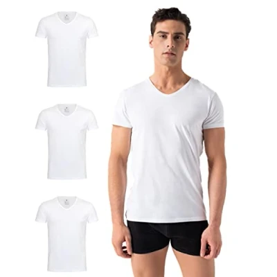 Abbildung von Burnell &amp; Son 3 PACK Vneck Unterhemd/shirt, Herren, Größe: Medium, White