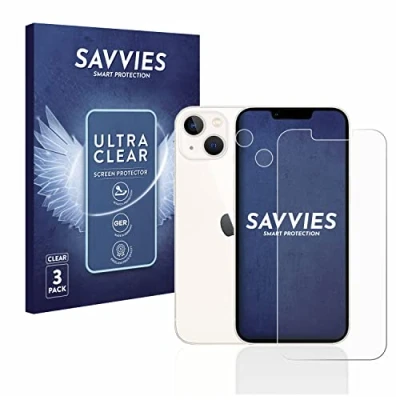 Abbildung von Savvies 6 Stück Schutzfolie für Apple iPhone 13 (Display+Kamera) Displayschutz Folie Ultra Transparent