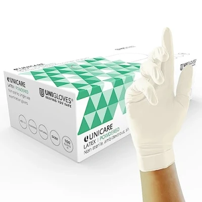 Abbildung von Unigloves Latex Handschuhe, gepudert, Größe M, 100er Packung, UCL1203