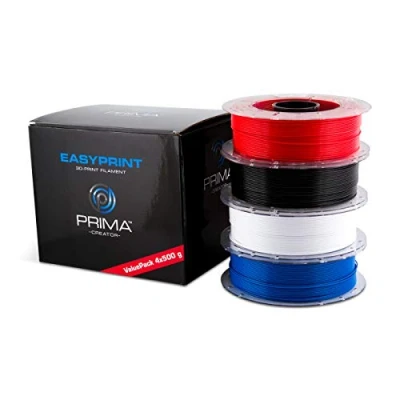 Abbildung von PrimaCreator EasyPrint PLA Value Pack Standard 1.75mm 4x 500 g (Total 2 kg) Weiß, Schwarz, Rot, Blau