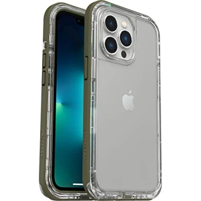 Abbildung von LifeProof für Apple iPhone 13 Pro, sturzgeschützte, schmutzabweisende und schneesichere Schutzhülle, Next Serie, Transparent/Grün