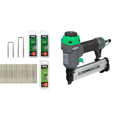 Abbildung von SALKI Set für Nagler/Heftgerät CSK BG90 + Heftklammer 90 30 mm Brad AX und 20 Druckluftpistole pneumatischer Hefter Perfekt Holzarbeiten, Tischlerei