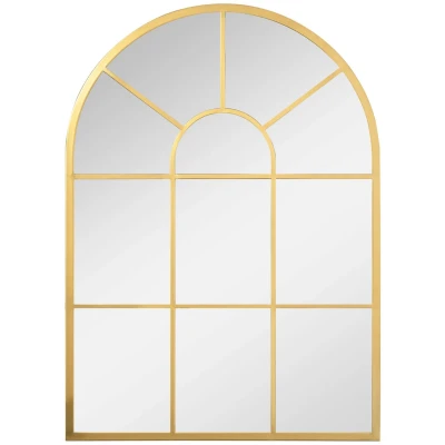 Abbildung von HOMCOM Wandspiegel Fensterspiegel 70 x 50cm Flurspiegel mit Metallrahmen (Hängespiegel, 1 St., Dekospiegel), für Wohnzimmer Schlafzimmer Gold