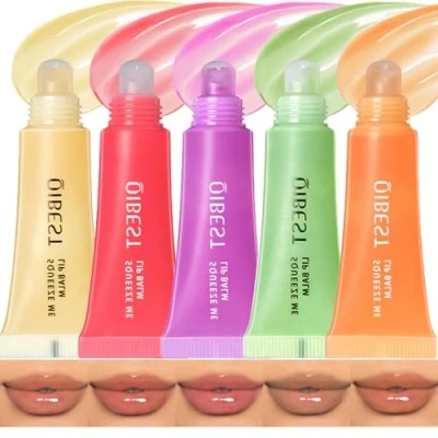 Abbildung von Bekoeen 5PCS Hydrating Lip Gloss,Shiny Lipgloss,Aufpolsternde Lippenöl, Lippenbalsam mit Hyaluronsäure, Mädchen tägliche Lippenpflege