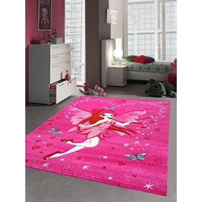 Abbildung von CARPETIA Kinderteppich Spielteppich Kinderzimmer Mädchen Zauberfee Fee Tinkerbell Pink Größe 200 x 290 cm