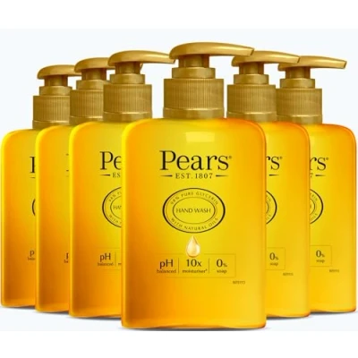Abbildung von Pears Pure &amp; Gentle Handwäsche, Original Hergestellt mit natürlichen Ölen und seifenfrei, pflegende Feuchtigkeitspflege natürliche Extrakte, ideal für alle Hauttypen 6er Pack, 250 ml