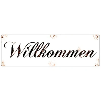Abbildung von Interluxe Shabby Blechschild METALLSCHILD Türschild WILLKOMMEN Geschenk Vintage Eingang