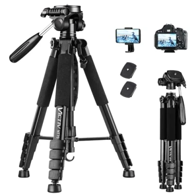 Abbildung von Victiv Kamera Stativ mit 52160 185cm Höhe, leichtes Camera Tripod Abnehmbar 3 Wege Kopf, Aluminium fotostativ für DSLR Canon Nikon Sony, Dreibeinstativ for Smartphone Handy Halterung