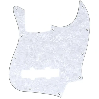 Abbildung von Musiclily Pro 11 Löcher J Bass Pickguard Style Bässe Schlagbrett für MIJ Fender Japan 4 Saiter Jazz Bass,4 lagig White Pearl