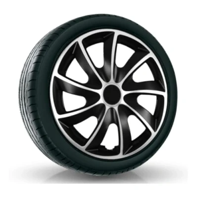 Abbildung von All4You Radzierblenden Quad Bicolor Radkappen Radblenden 4 Stück Silber Schwarz (14 Zoll)