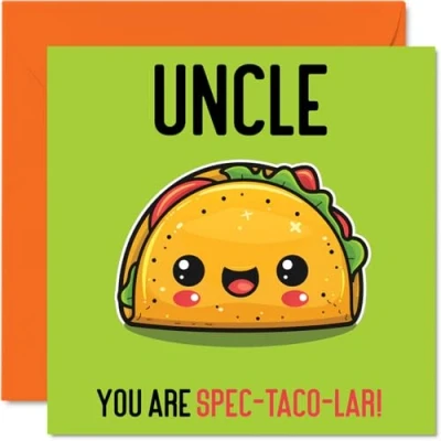 Abbildung von Stuff4 Geburtstagskarte für Onkel Spec Taco lar lustige von Neffe, Nichte, Onkel, Geburtstagsgeschenke, 145 mm x mm, Witz Grußkarten Männer und Ihn