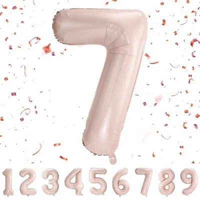 Abbildung von Luftballoons Geburtstag zahlen luftballon 7 jahre Folienballon Kindergeburtstag Deko XXL Pastel Rosa Riesen in 40&quot; 101cm Geburtstagsdeko Ballon Zahl zum