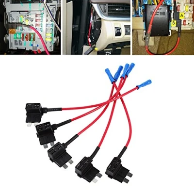 Abbildung von Auto Sicherung Adapter, 5 stücke Add Circuit Flachstecksicherungshalter Sicherungshalter Fit für Standard Blade (ATO, ATC) Sicherungen