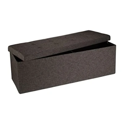 Abbildung von Relaxdays Faltbare Sitzbank XXL, Sitzcube mit Stauraum, Sitzwürfel aus Leinen, Deckel, HBT 38 x 114 cm, braun