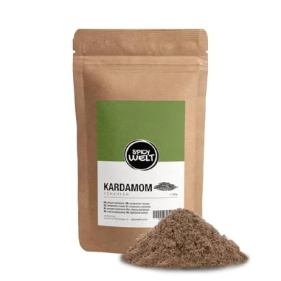 Abbildung von Spicy Welt Kardamom Gemahlen (250g) Fein Gemahlenes Kardamompulver in Premium Qualität für Backen, Kochen &amp; Getränke Intensiv Aromatischer Geschmack 100% Naturrein, Ohne Zusätze