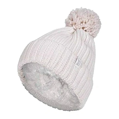 Abbildung von HEAT HOLDERS Damen Warm Strick Kunstfell Mütze mit Bommel und Fleecefutter (One Size, Cream (Arden))