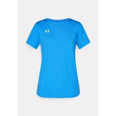 Abbildung von Under Armour Challenger Tshirt basic, Damen, Größe: Large, Blue atlantis/high visibility yellow