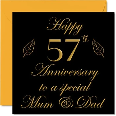 Abbildung von Stuff4 Grußkarten zum 57. Jahrestag für Vater, Mutter, Eltern besondere Mama &amp; Papa Happy Hochzeitstag von Sohn und Tochter, 145 mm x fünfzig Jahrestage