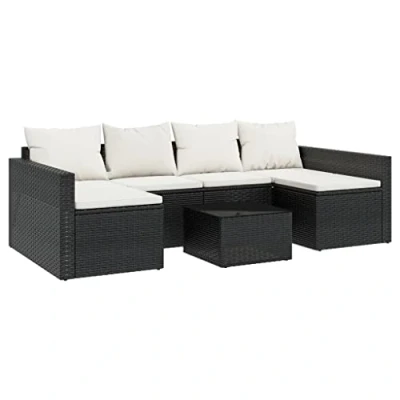 Abbildung von vidaXL Gartenlounge Set 2 tlg. Garten Lounge mit Kissen Poly Rattan Schwarz, (2 tlg)
