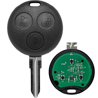 Abbildung von Auto Schlüssel Funk Fernbedienung 1x Gehäuse + Rohling Sendeeinheit 433/434 MHz Batterie für SMART 450