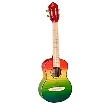 Abbildung von Ortega Prism Series Tenor Ukulele + DeLuxe Gigbag Geflammte Ahorn Decke und Boden &amp; Zargen/Ahorn Griffbrett Brücke / Tri Color Fade