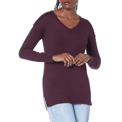 Abbildung von Amazon Essentials Damen Leichter Tunika Pullover Mit Langen Ärmeln Und V Ausschnitt (Erhältlich In Übergröße), Burgunderrot, XXL