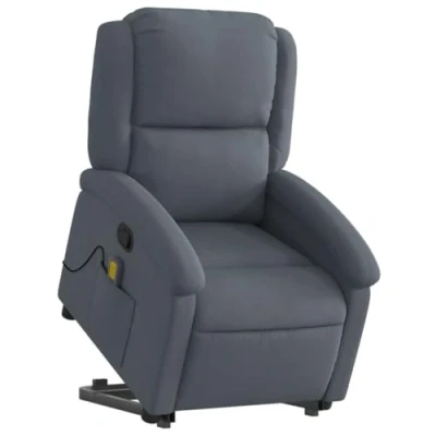 Abbildung von vidaXL Massagesessel, Sessel mit Aufstehhilfe, Relaxsessel Liegefunktion Vibrationsfunktion, Fernsehsessel Liegesessel Aufstehsessel, Dunkelgrau Samt