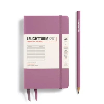 Abbildung von LEUCHTTURM1917 372355 Notizbuch Pocket A6, Hardcover Schreibbuch, 187 nummerierte Seiten, Dusty Rose, liniert