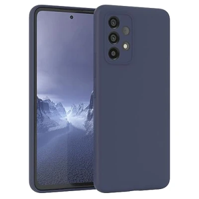 Abbildung von EAZY Case Cover Shell kompatibel mit Samsung Galaxy A53 5G Dünn Transparent Silikon Matt, Stoßfest Gummi Schutzhülle weiche Silikon, Stoffinlay aus Microfasern in Nacht Blau