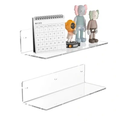 Abbildung von Sezanrpt 30cm klare Wandregale, feuchtigkeitsfest, Acryl Badezimmer schwimmende Regale für Badezimmer, Schlafzimmer, Wohnzimmer, Einzelhandel, 2 Pack