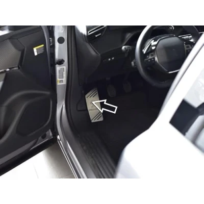 Abbildung von Fußstütze Stahlabdeckung für Peugeot.2008 II &amp; 208 1 Stück Auto Sport Fußablage Fußpedal Pedal Edelstahl Gebürstet Zubehör