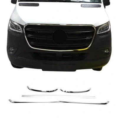 Abbildung von OMAC Kühlergrill Leiste Grillleisten kompatibel mit Mercedes Sprinter 907 910 2018 2024 Chrom 4x