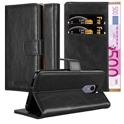 Abbildung von Cadorabo Hülle kompatibel mit Cubot NOVA aus Premium Kunst Leder Flip Klappbare Stoßfeste Magnetische [Standfunktion] [Kartenfächern] Cover für Tasche in Schwarz