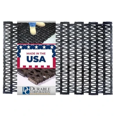 Abbildung von Stabiler Corporation 108 recylcled tire link Ermüdungsmatte, für feuchte Bereiche, Herringbone Weave, schwarz, 20 Inches x 30 Inches, schwarz/gelb, 1