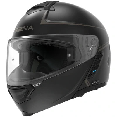 Abbildung von Sena Bluetooth Klapphelm Impulse mit Sound by Harman Kardon, Sonnenblende und integriertem Mesh Intercom System / MP3 Sprachwahl (Schwarz, S)