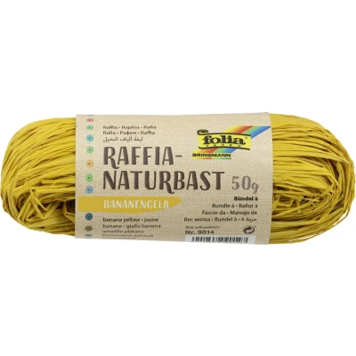 Abbildung von folia 9014 Raffia Naturbast bananengelb, 1 Bündel mit 50 g, Schnur aus natürlichem Strohgemisch, ideal zum Basteln, zur Dekoration oder für Gestecke, Sträuße und andere floristische Arbeiten