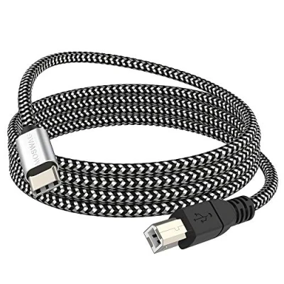 Abbildung von MOSWAG USB C auf B MIDI Kabel Typ Nylongeflochtener Druckerscanner Hochgeschwindigkeitskabel Mit Metallstecker Kompatibel AiO, HP, Canon, Samsung Druckern und Mehr