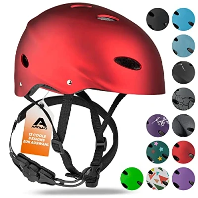 Abbildung von Apollo Skaterhelm Herren, Damen und Kinder Kinderfahrradhelm Verstellbar Skateboard, Scooter, BMX Helm mit Drehrad Anpassung für Jungen Mädchen Verschiedene Größen Farben