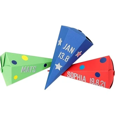 Abbildung von PAPIERDRACHEN Schultüte 3 Schultüten auch als Geschwistertüten verschiedene Designs, Schulanfang