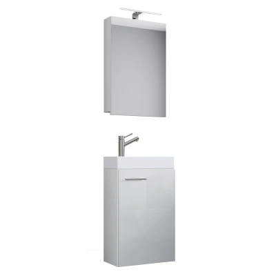 Abbildung von my bath Gäste Waschplatz &quot;Slito&quot; mit Spiegelschrank / weiß