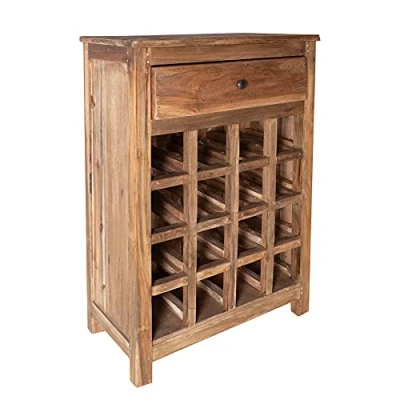 Abbildung von Riess Ambiente Massives Weinregal Hemingway 56cm recyceltes Teakholz Weinschrank für 16 Flaschen Flaschenregal Schrank