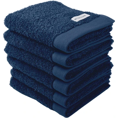 Abbildung von TOM TAILOR Gästehandtuch, 6er Set, 30 x 50 cm, 100% Baumwolle / Frottier, mit Aufhänger und Label Logo, COLOR BATH TOWEL Blau (Dark Navy)