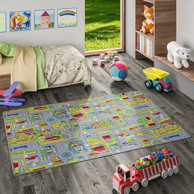Abbildung von Kinderteppich Kinder Spiel Teppich Abenteuerland Bunt, Snapstyle, Rechteckig, Höhe: 4 mm