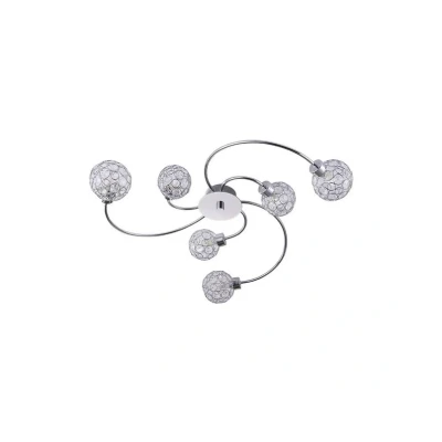 Abbildung von Lindby Deckenleuchte Tyron, dimmbar, Leuchtmittel nicht inklusive, Modern, Metall, Glas, chrom, klar, 6 flammig, G9, Deckenleuchte, Lampe