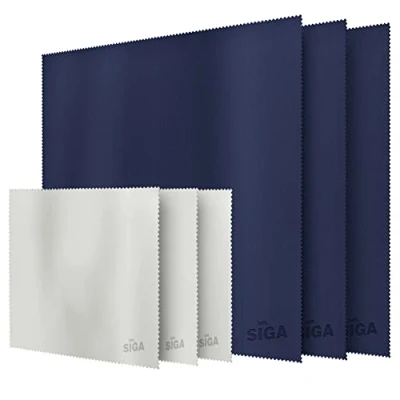 Abbildung von MR.SIGA Hochwertig Mikrofaser Reinigungstücher Brillenputztuch für Brillen, Bildschirme, Tabletten, Gläser, 3 Stücke in Marineblau mit 40,6 x cm, Grau 15,2 17,8 cm